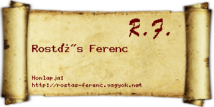 Rostás Ferenc névjegykártya